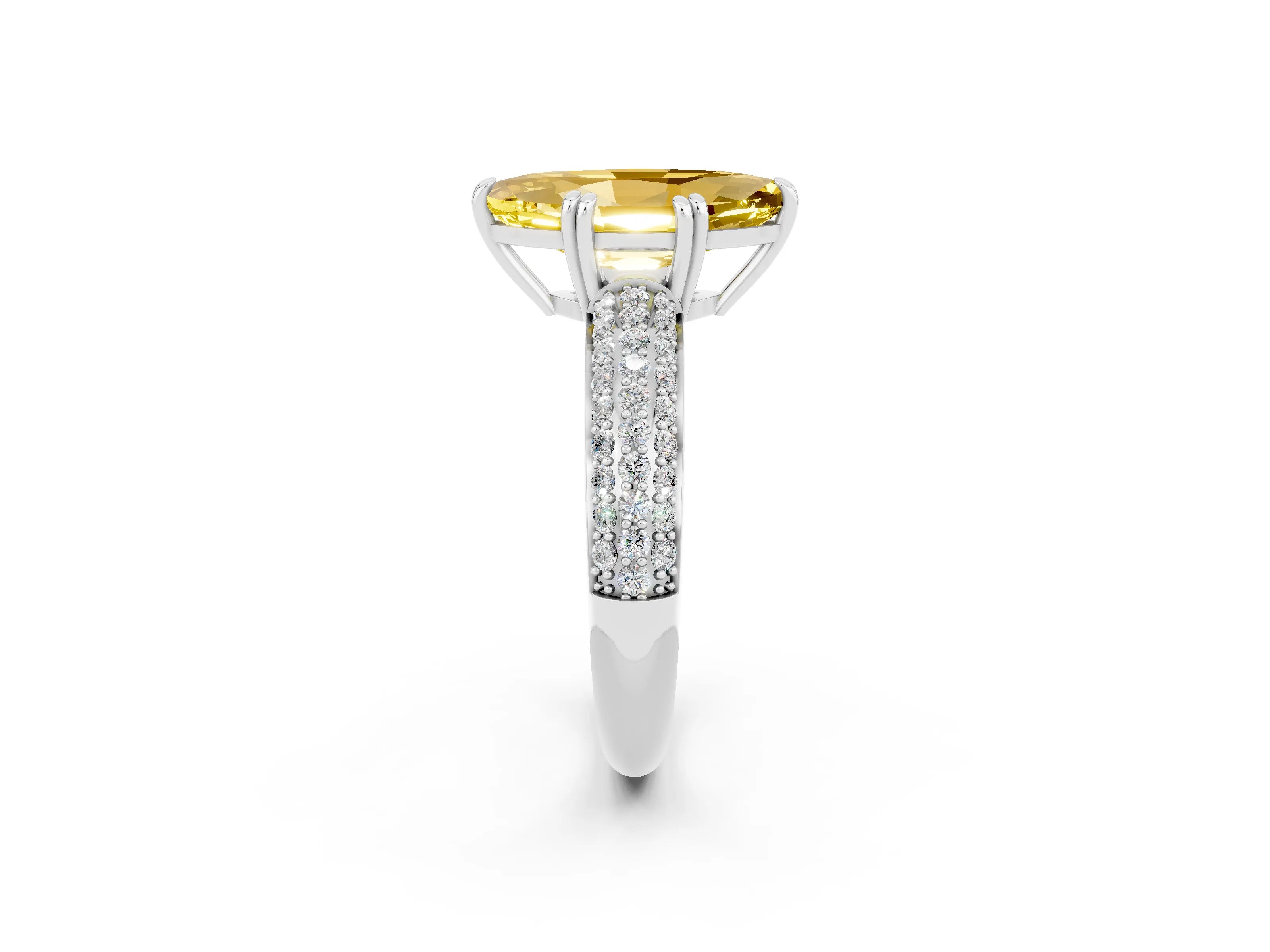 White gold Marquise Cut Cut Pave Diamond Engagement Ring with Channel Set Band and Four-Prong Setting_2