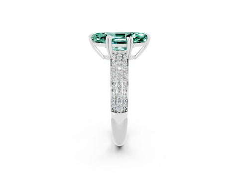 White gold Marquise Cut Cut Pave Diamond Engagement Ring with Channel Set Band and Four-Prong Setting_2