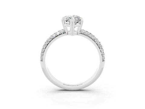 White gold Marquise Cut Cut Pave Diamond Engagement Ring with Channel Set Band and Four-Prong Setting_3
