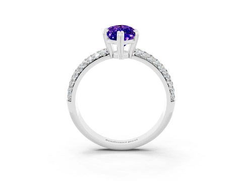 White gold Marquise Cut Cut Pave Diamond Engagement Ring with Channel Set Band and Four-Prong Setting_3