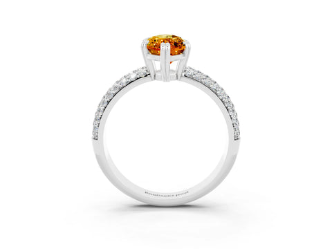 White gold Marquise Cut Cut Pave Diamond Engagement Ring with Channel Set Band and Four-Prong Setting_3