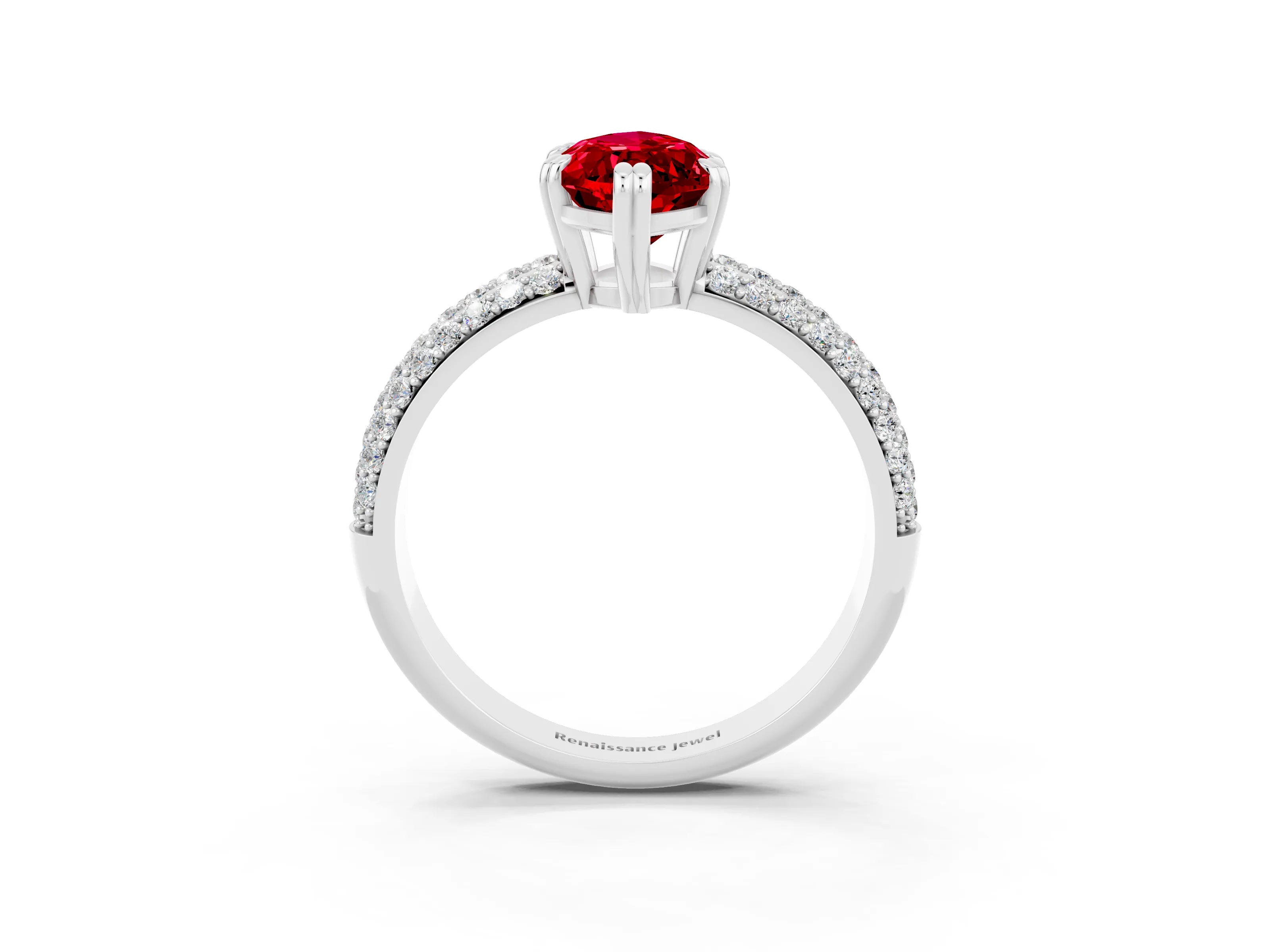 White gold Marquise Cut Cut Pave Diamond Engagement Ring with Channel Set Band and Four-Prong Setting_3