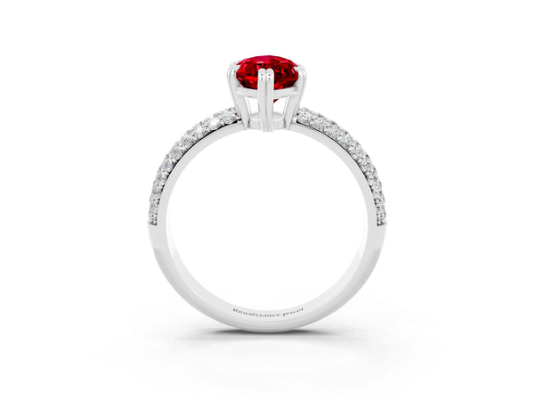 Silver Marquise Cut Cut Pave Diamond Engagement Ring with Channel Set Band and Four-Prong Setting