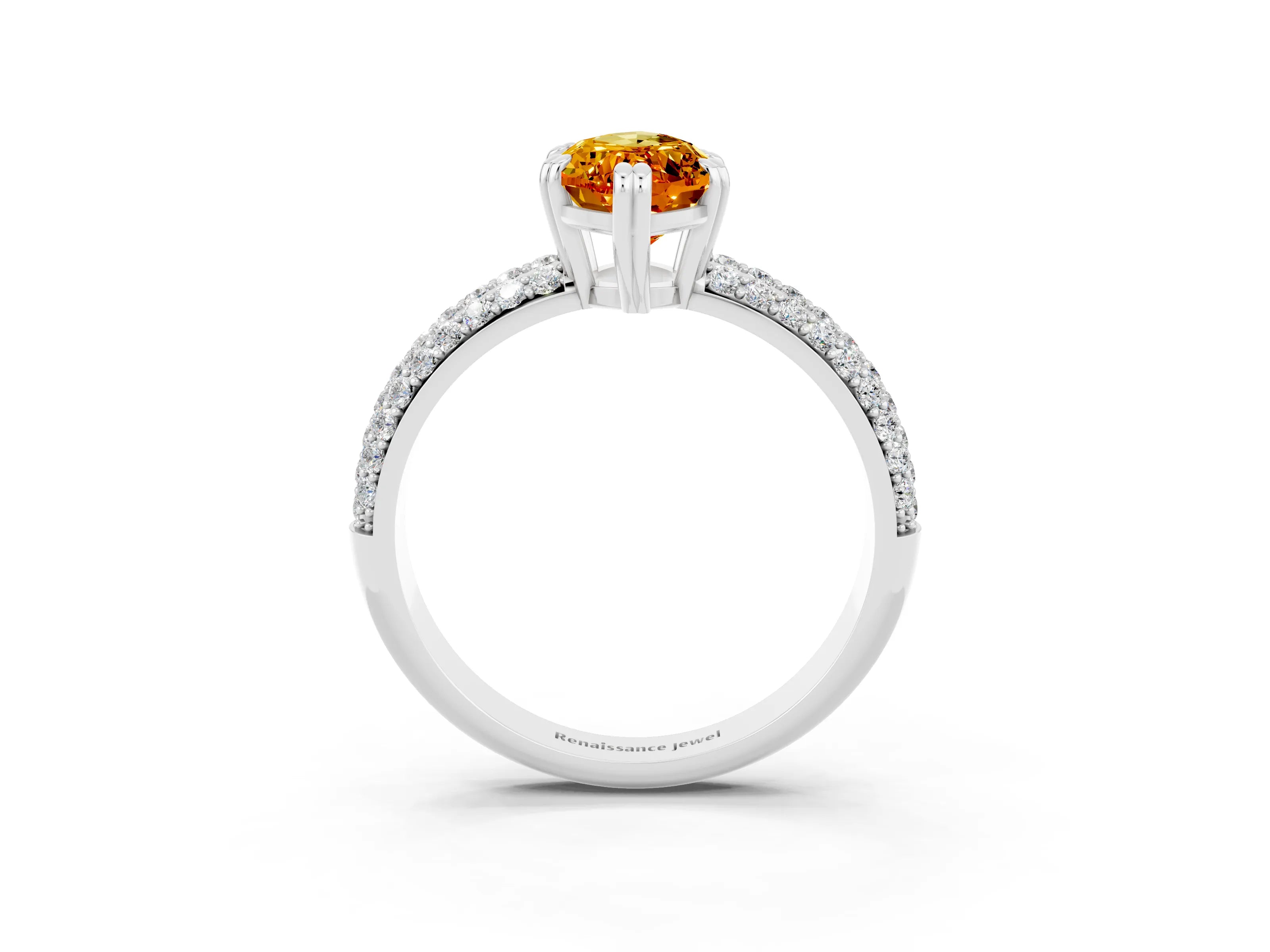 White gold Marquise Cut Cut Pave Diamond Engagement Ring with Channel Set Band and Four-Prong Setting_3