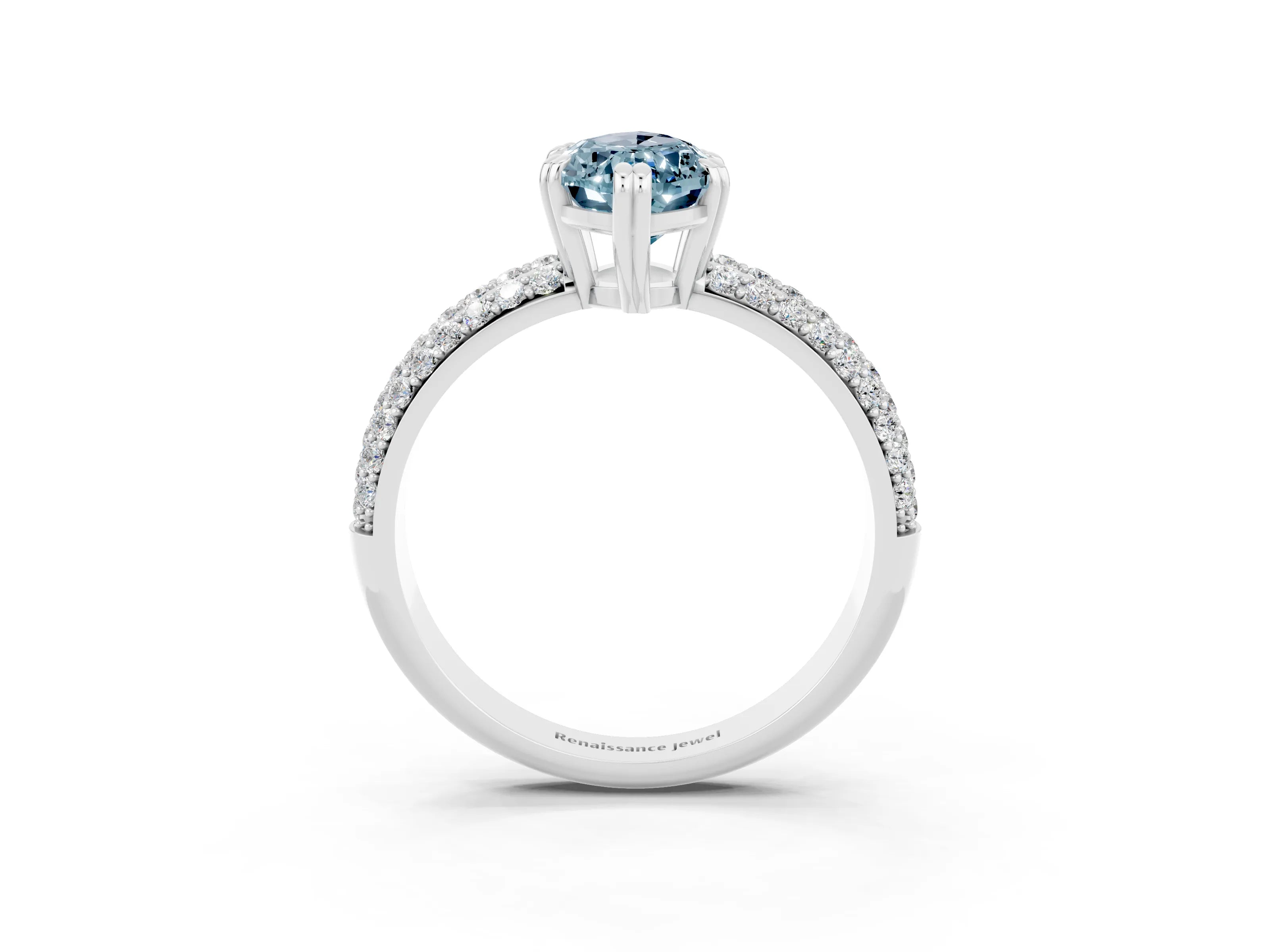 White gold Marquise Cut Cut Pave Diamond Engagement Ring with Channel Set Band and Four-Prong Setting_3