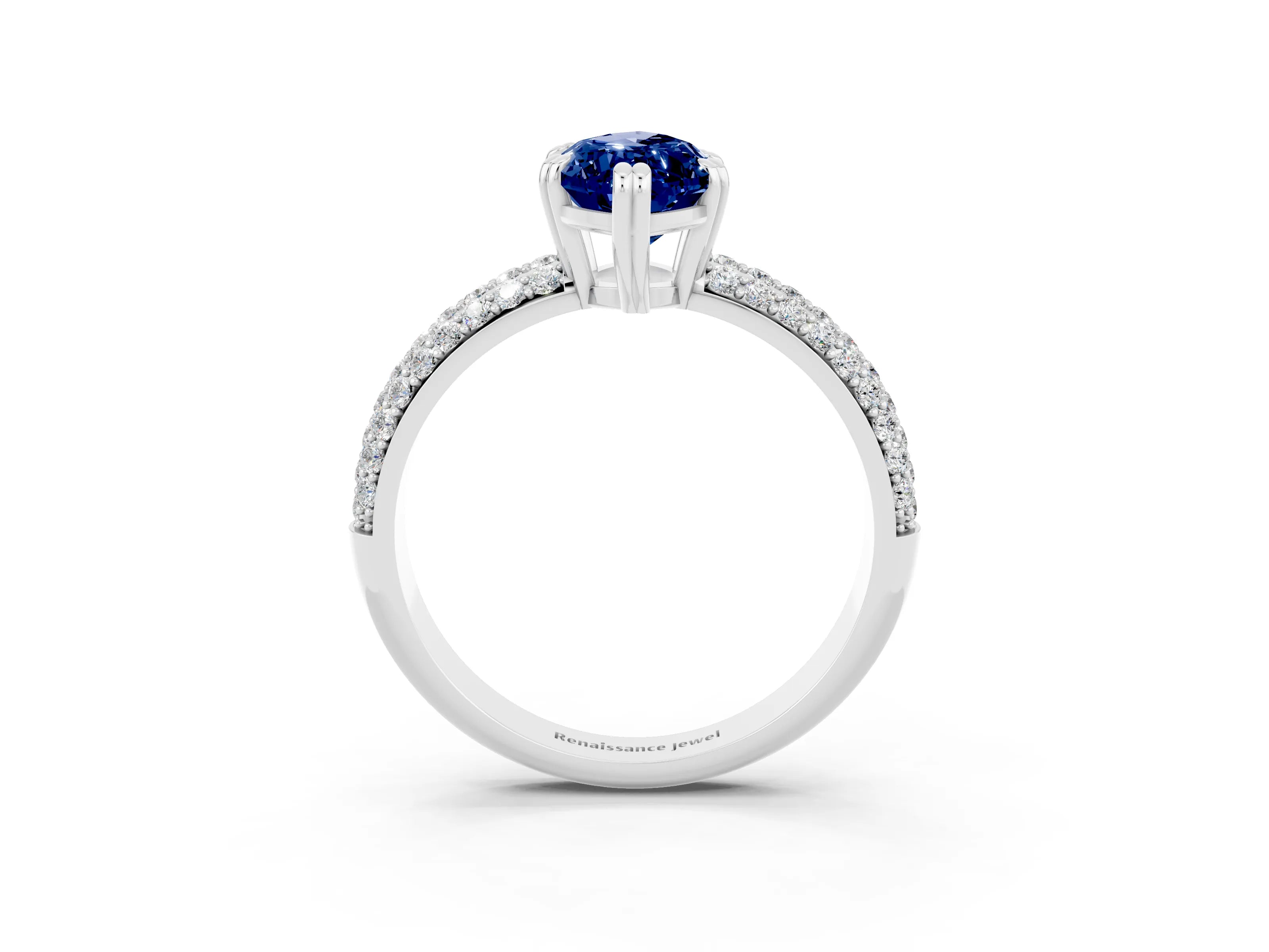 White gold Marquise Cut Cut Pave Diamond Engagement Ring with Channel Set Band and Four-Prong Setting_3