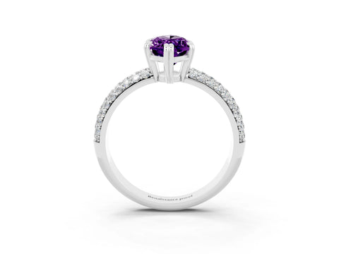 White gold Marquise Cut Cut Pave Diamond Engagement Ring with Channel Set Band and Four-Prong Setting_3