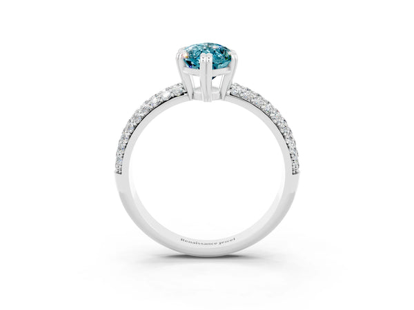 Platinum Marquise Cut Cut Pave Diamond Engagement Ring with Channel Set Band and Four-Prong Setting