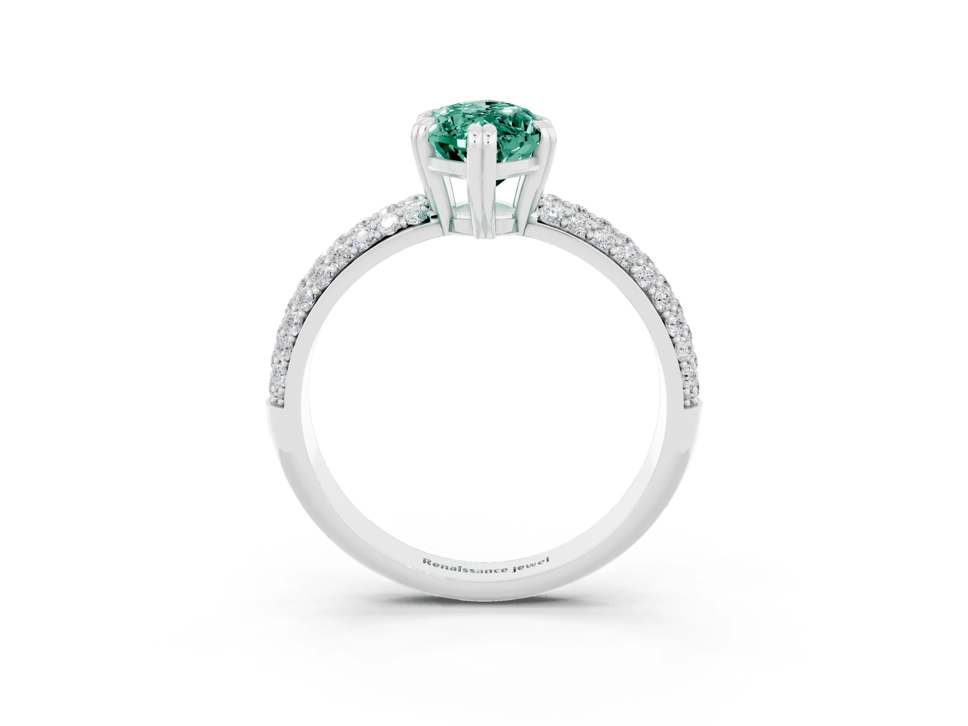 White gold Marquise Cut Cut Pave Diamond Engagement Ring with Channel Set Band and Four-Prong Setting_3