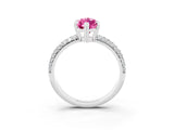 White gold Marquise Cut Cut Pave Diamond Engagement Ring with Channel Set Band and Four-Prong Setting_3
