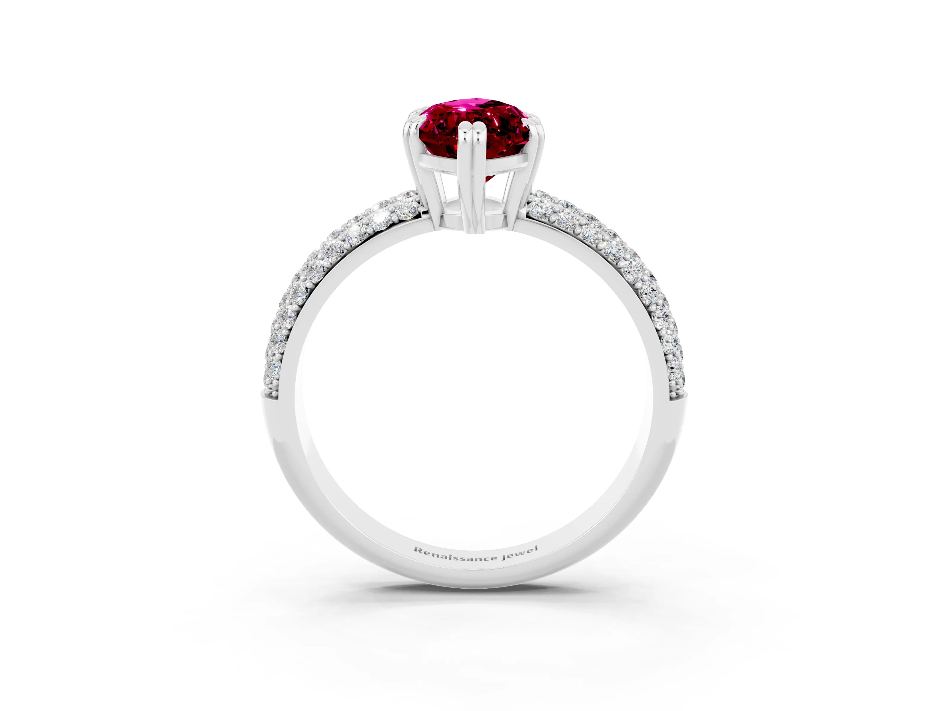 White gold Marquise Cut Cut Pave Diamond Engagement Ring with Channel Set Band and Four-Prong Setting_3