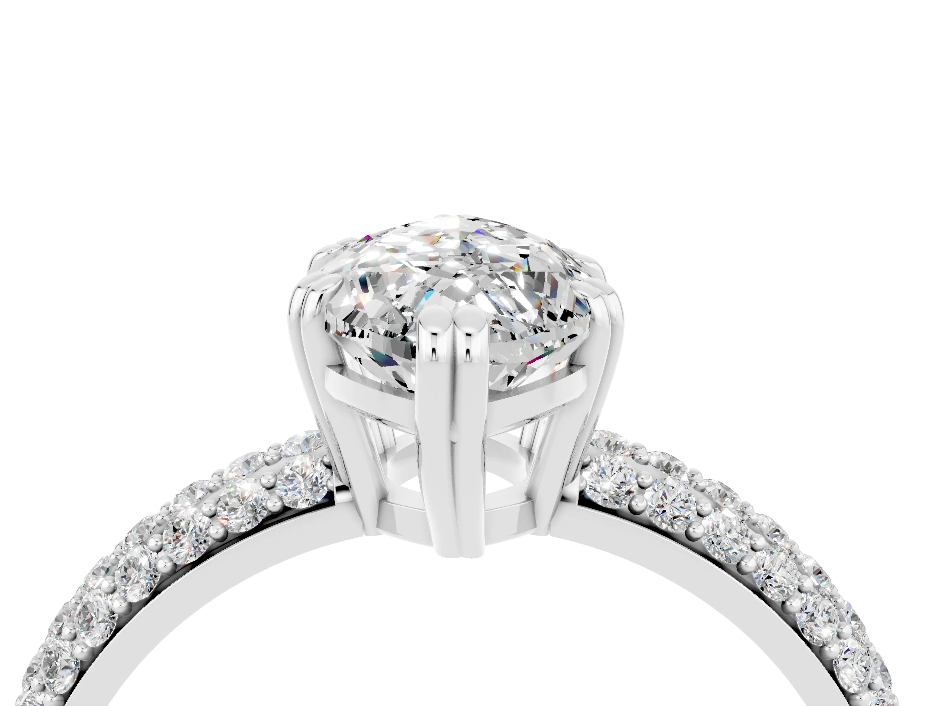 White gold Marquise Cut Cut Pave Diamond Engagement Ring with Channel Set Band and Four-Prong Setting_4