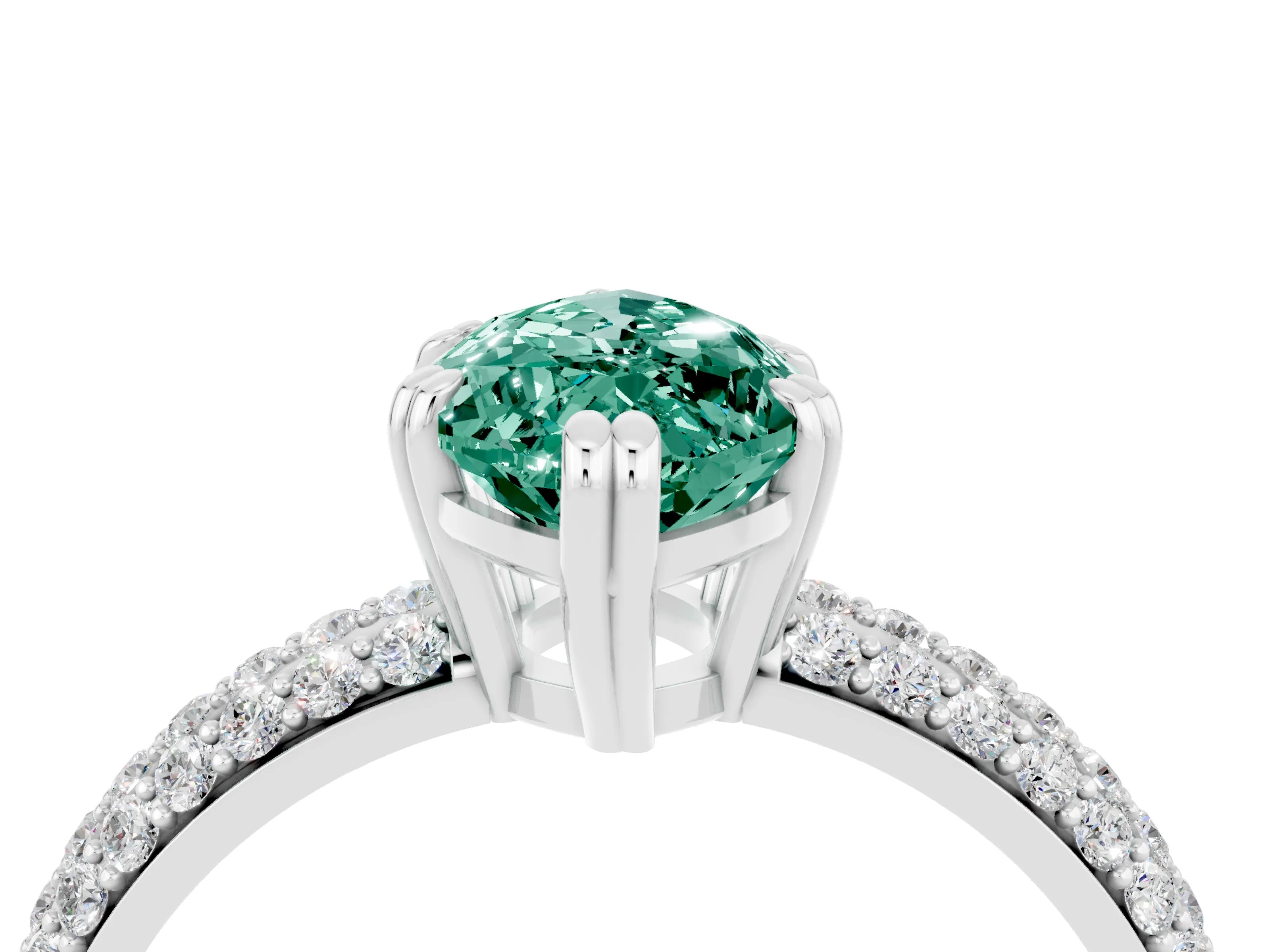 White gold Marquise Cut Cut Pave Diamond Engagement Ring with Channel Set Band and Four-Prong Setting_4
