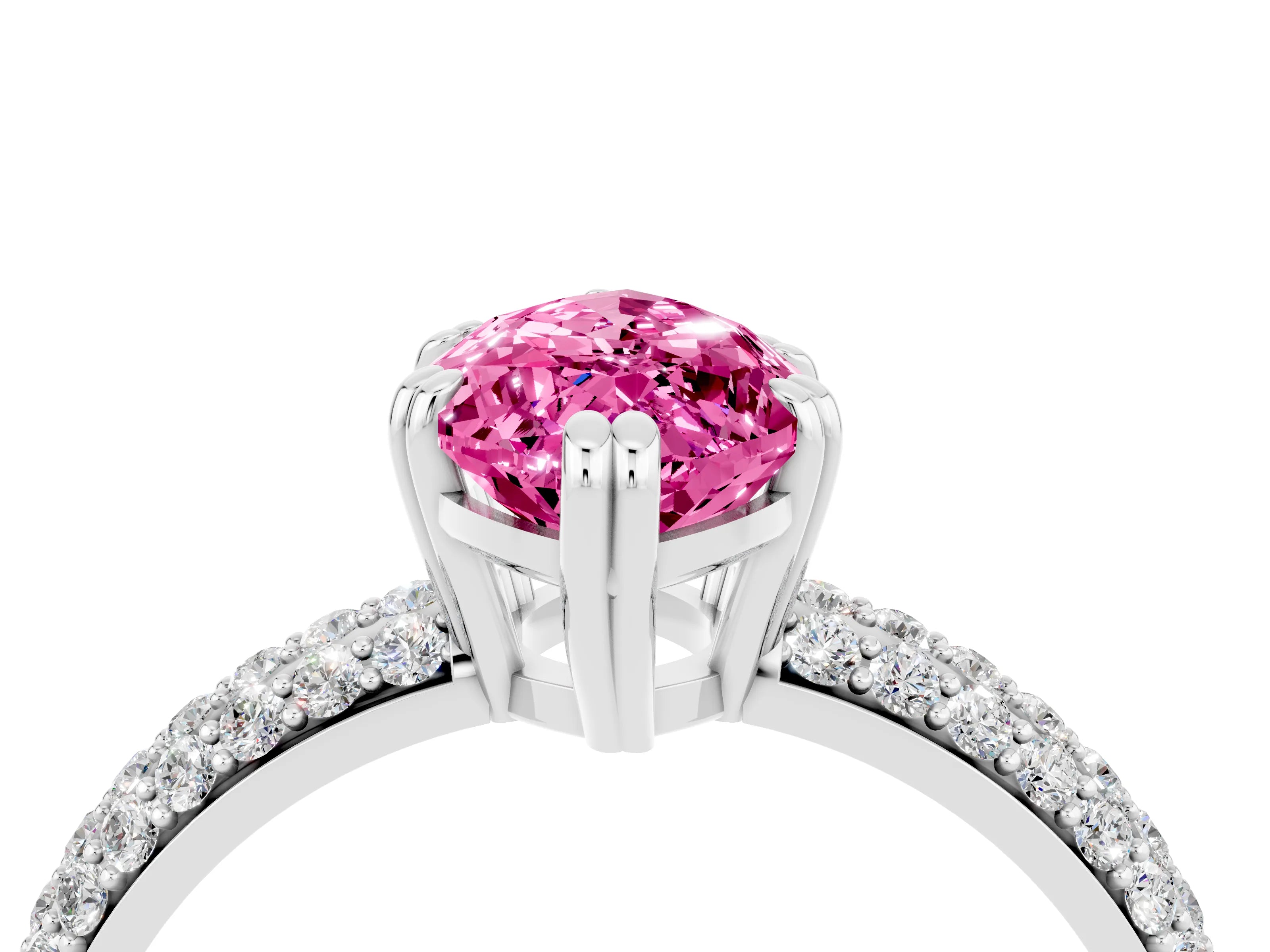 White gold Marquise Cut Cut Pave Diamond Engagement Ring with Channel Set Band and Four-Prong Setting_4