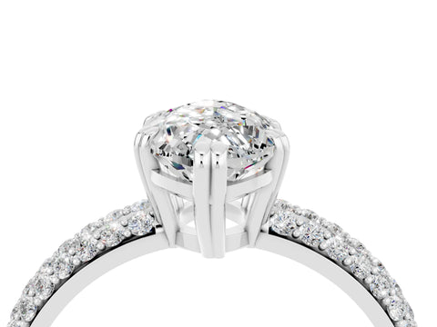White gold Marquise Cut Cut Pave Diamond Engagement Ring with Channel Set Band and Four-Prong Setting_4