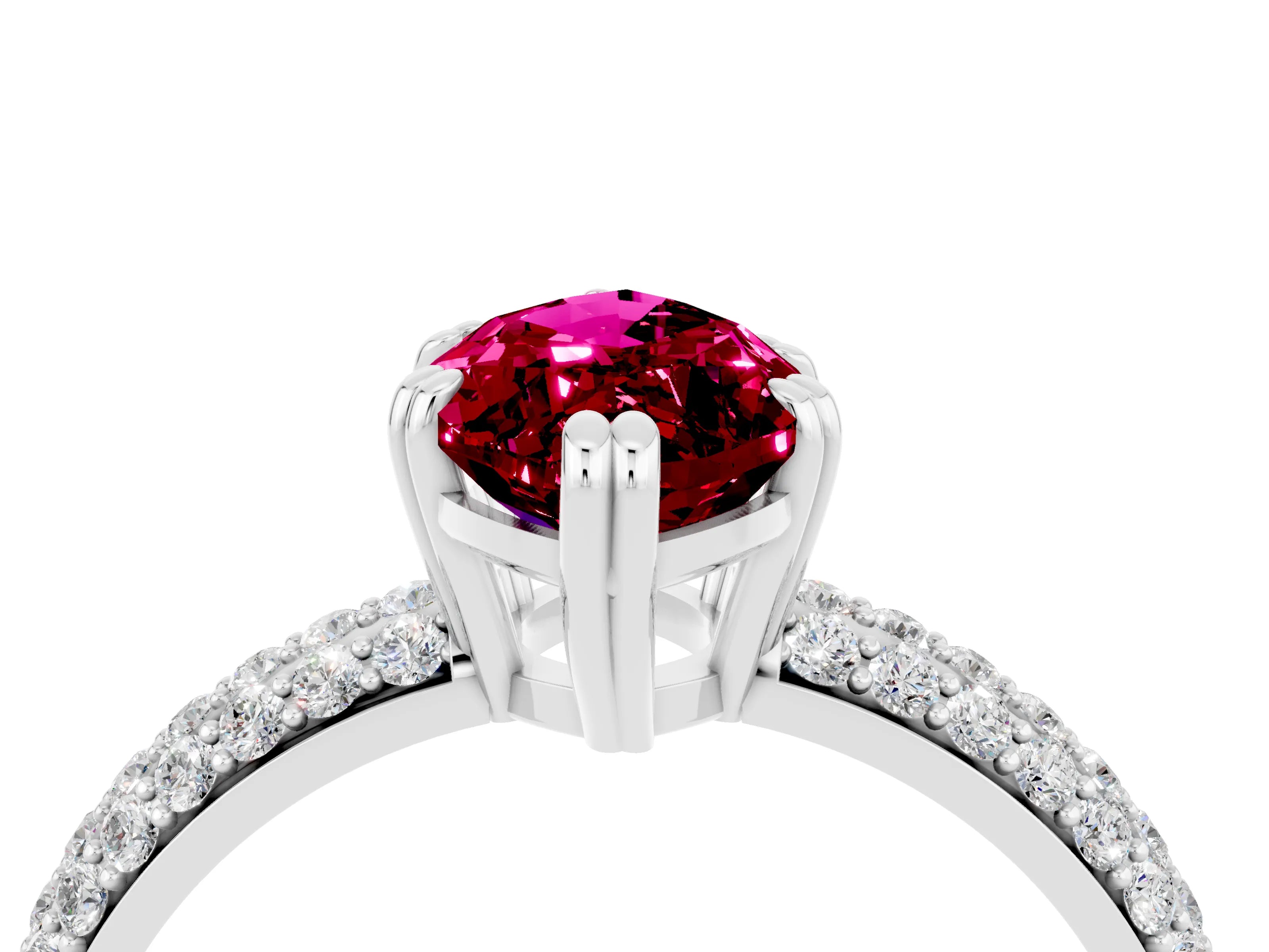 White gold Marquise Cut Cut Pave Diamond Engagement Ring with Channel Set Band and Four-Prong Setting_4