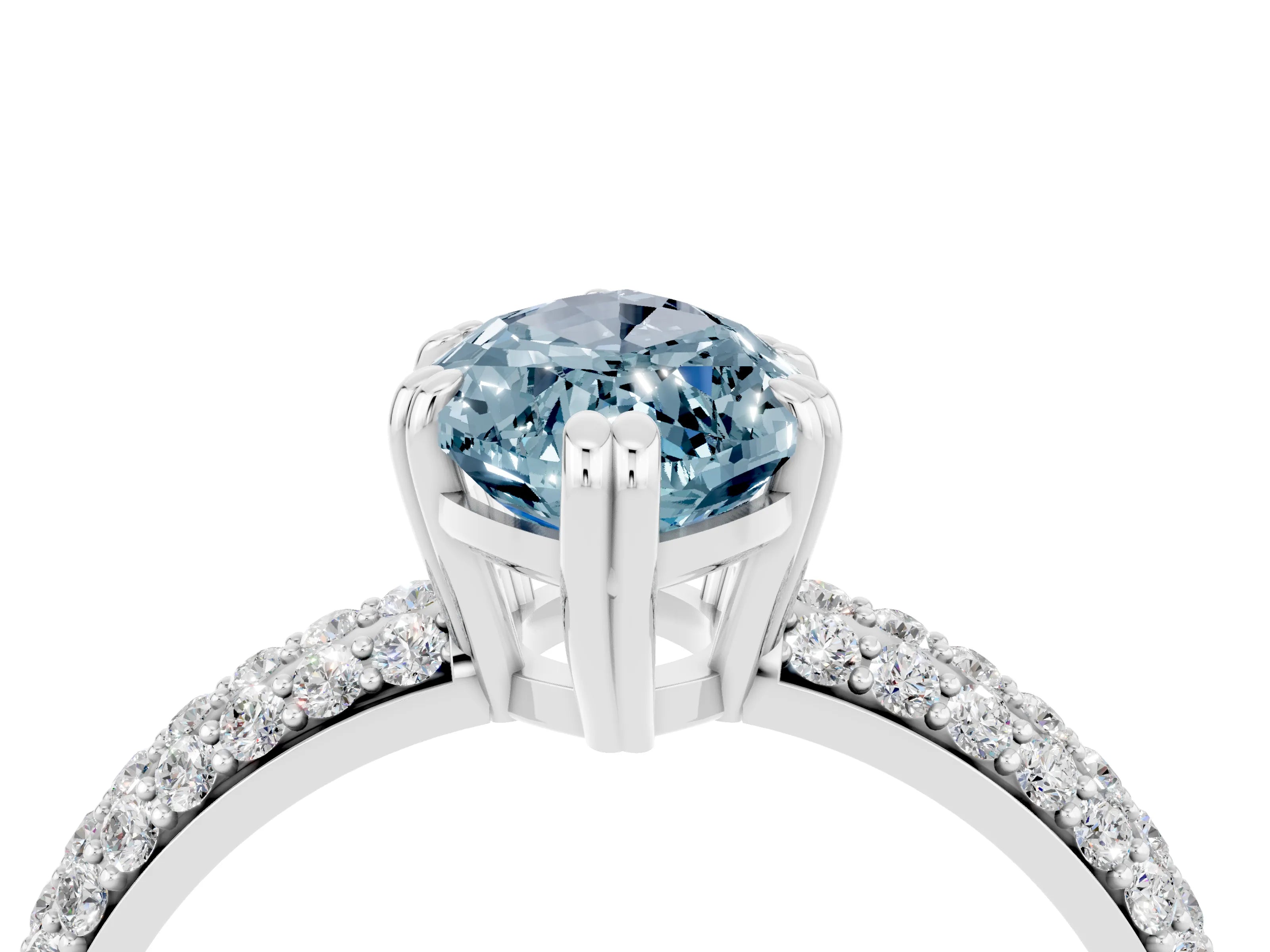 White gold Marquise Cut Cut Pave Diamond Engagement Ring with Channel Set Band and Four-Prong Setting_4