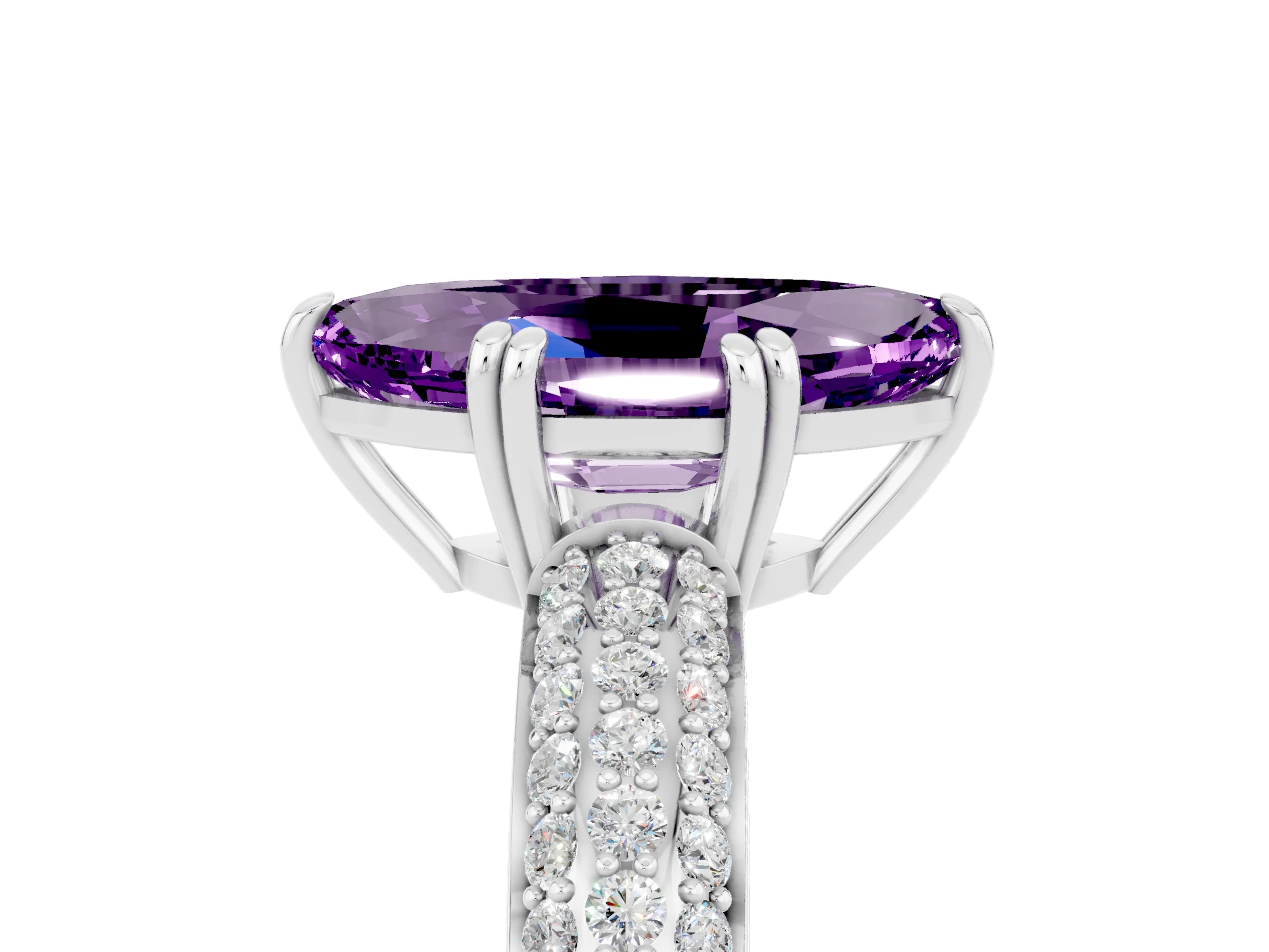 White gold Marquise Cut Cut Pave Diamond Engagement Ring with Channel Set Band and Four-Prong Setting_5