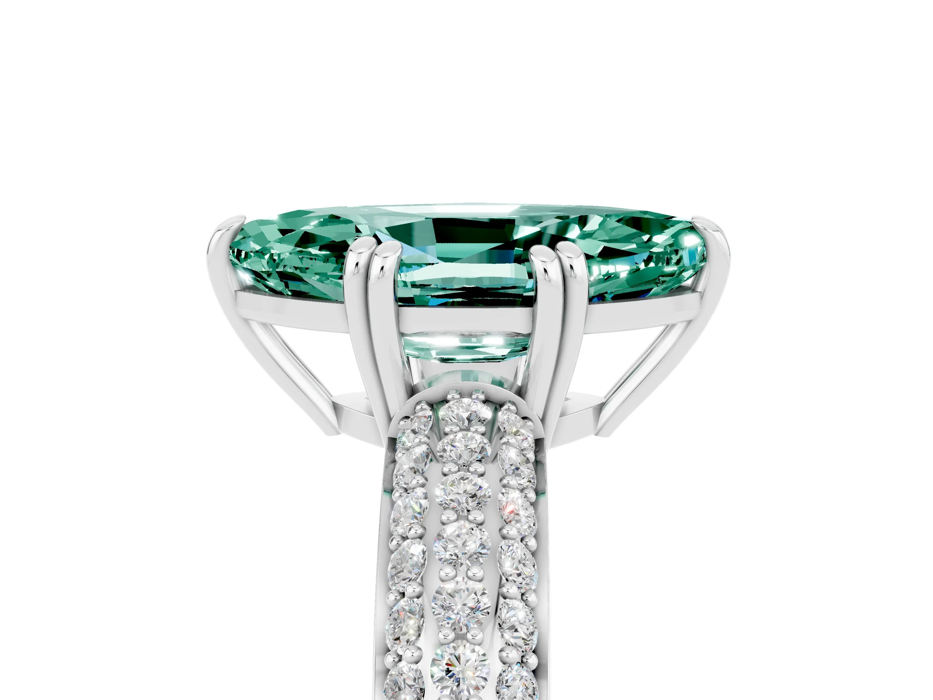 White gold Marquise Cut Cut Pave Diamond Engagement Ring with Channel Set Band and Four-Prong Setting_5