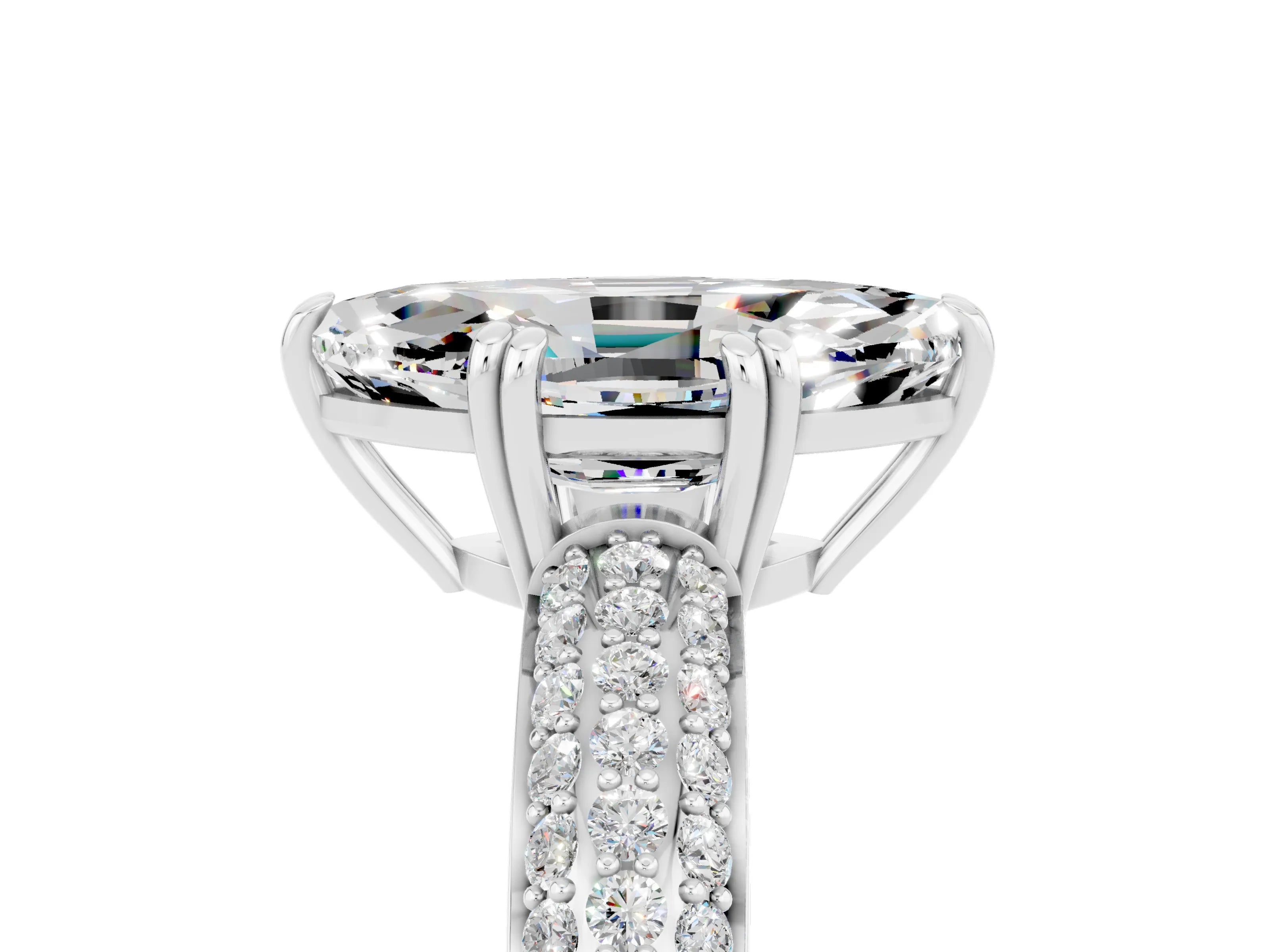 White gold Marquise Cut Cut Pave Diamond Engagement Ring with Channel Set Band and Four-Prong Setting_5