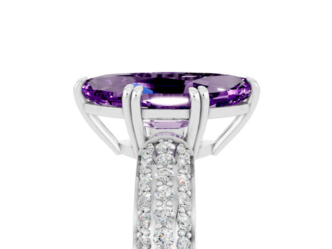 White gold Marquise Cut Cut Pave Diamond Engagement Ring with Channel Set Band and Four-Prong Setting_5
