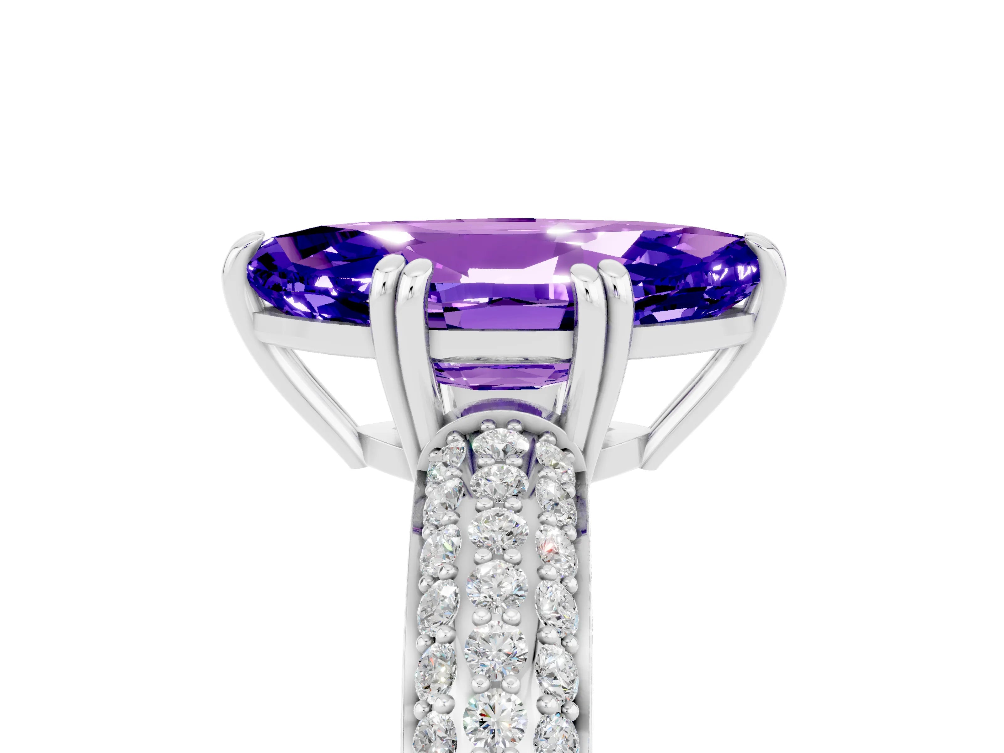White gold Marquise Cut Cut Pave Diamond Engagement Ring with Channel Set Band and Four-Prong Setting_5