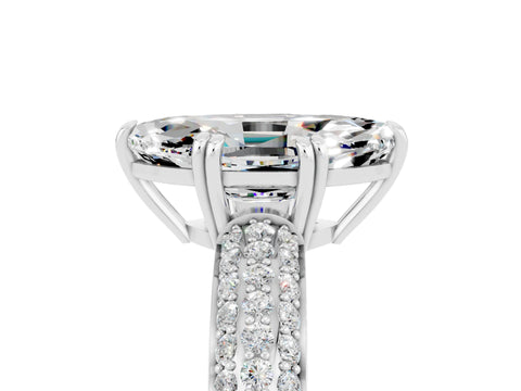 White gold Marquise Cut Cut Pave Diamond Engagement Ring with Channel Set Band and Four-Prong Setting_5