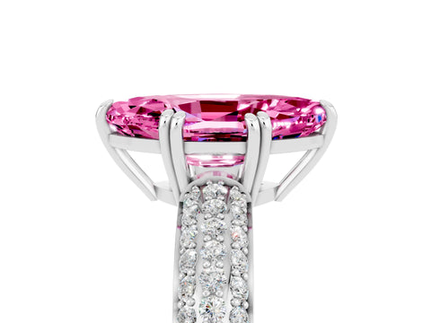 White gold Marquise Cut Cut Pave Diamond Engagement Ring with Channel Set Band and Four-Prong Setting_5