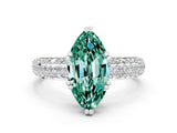 White gold Marquise Cut Cut Pave Diamond Engagement Ring with Channel Set Band and Four-Prong Setting