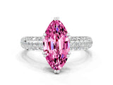 White gold Marquise Cut Cut Pave Diamond Engagement Ring with Channel Set Band and Four-Prong Setting
