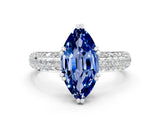 White gold Marquise Cut Cut Pave Diamond Engagement Ring with Channel Set Band and Four-Prong Setting