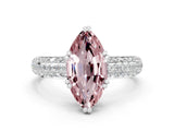 White gold Marquise Cut Cut Pave Diamond Engagement Ring with Channel Set Band and Four-Prong Setting