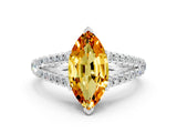 White gold Marquise Cut Cut Split Shank Pave Diamond Engagement Ring with Four-Prong Setting