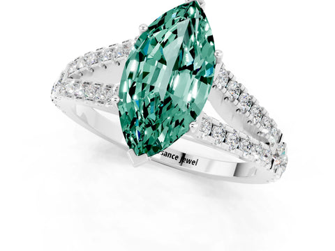 White gold Marquise Cut Cut Split Shank Pave Diamond Engagement Ring with Four-Prong Setting_1