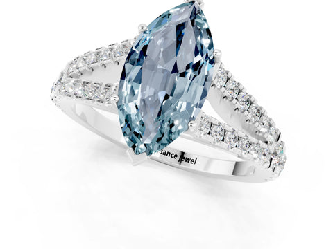 White gold Marquise Cut Cut Split Shank Pave Diamond Engagement Ring with Four-Prong Setting_1