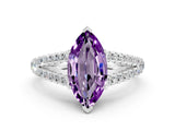 White gold Marquise Cut Cut Split Shank Pave Diamond Engagement Ring with Four-Prong Setting
