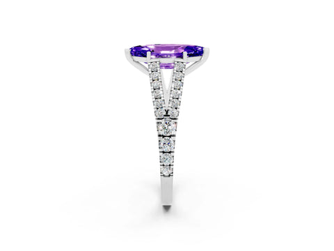 White gold Marquise Cut Cut Split Shank Pave Diamond Engagement Ring with Four-Prong Setting_2