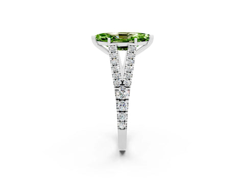 White gold Marquise Cut Cut Split Shank Pave Diamond Engagement Ring with Four-Prong Setting_2