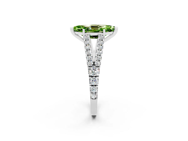 Platinum Marquise Cut Cut Split Shank Pave Diamond Engagement Ring with Four-Prong Setting