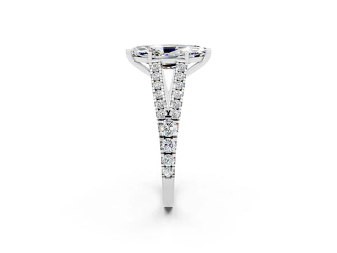 White gold Marquise Cut Cut Split Shank Pave Diamond Engagement Ring with Four-Prong Setting_2