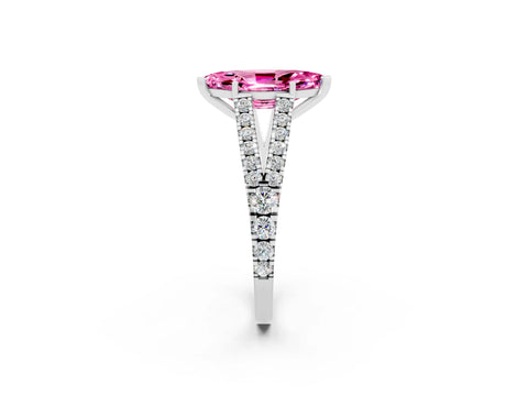 White gold Marquise Cut Cut Split Shank Pave Diamond Engagement Ring with Four-Prong Setting_2