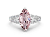 White gold Marquise Cut Cut Split Shank Pave Diamond Engagement Ring with Four-Prong Setting