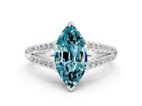 White gold Marquise Cut Cut Split Shank Pave Diamond Engagement Ring with Four-Prong Setting