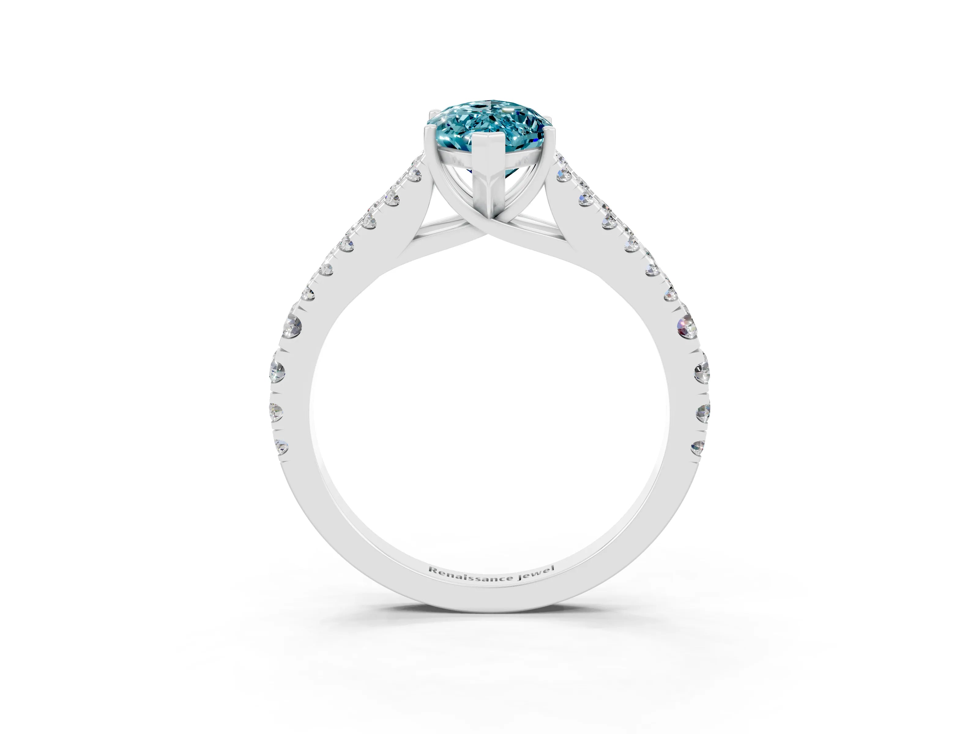 White gold Marquise Cut Cut Split Shank Pave Diamond Engagement Ring with Four-Prong Setting_3