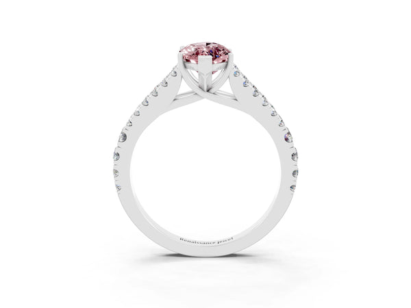 Platinum Marquise Cut Cut Split Shank Pave Diamond Engagement Ring with Four-Prong Setting