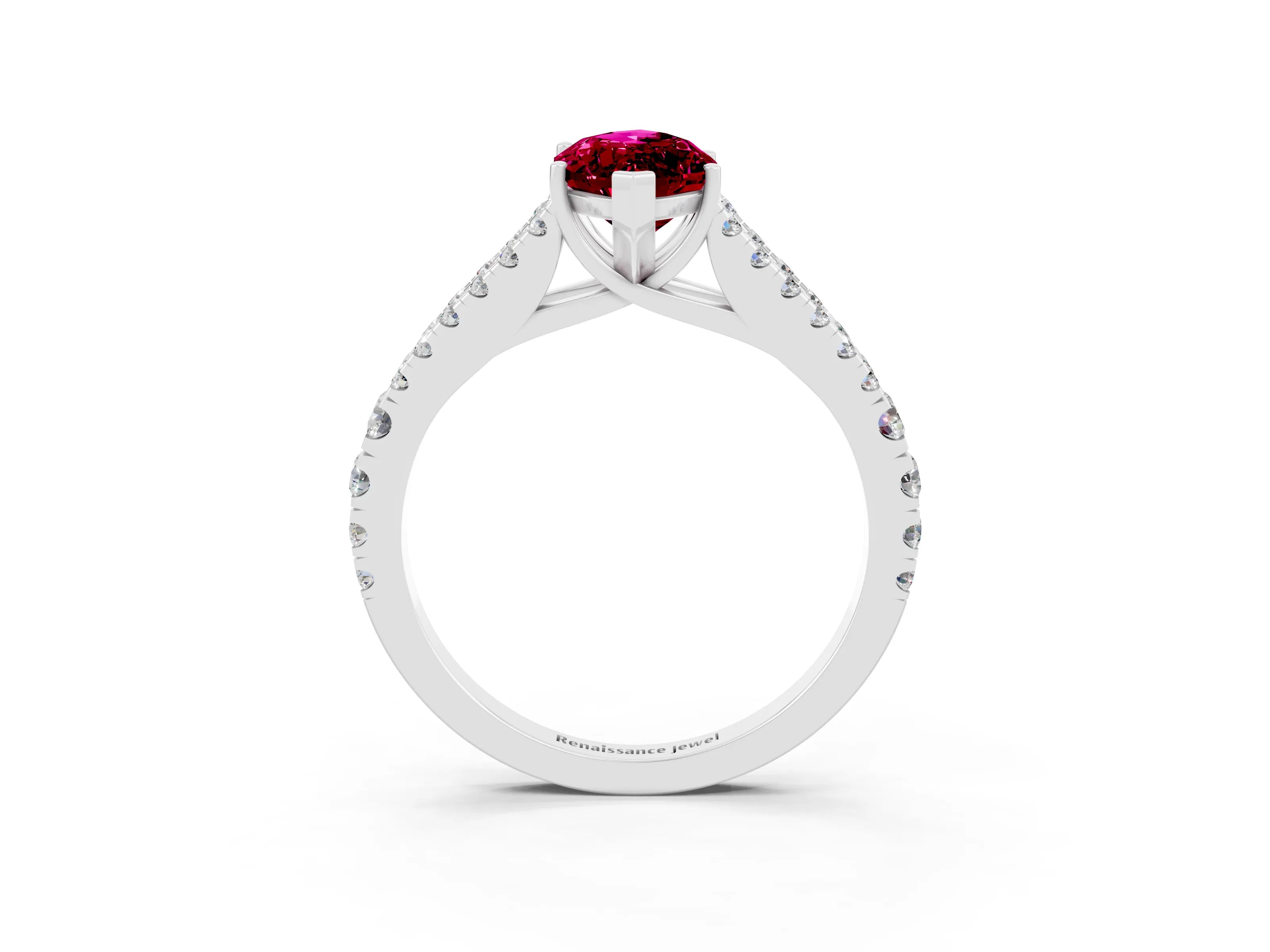 White gold Marquise Cut Cut Split Shank Pave Diamond Engagement Ring with Four-Prong Setting_3