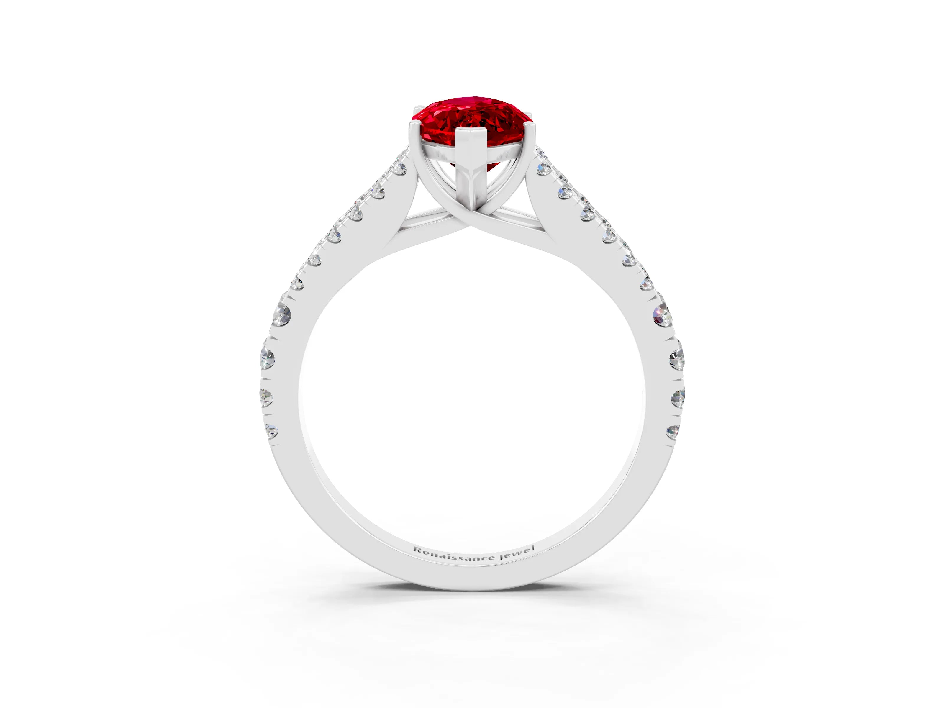 White gold Marquise Cut Cut Split Shank Pave Diamond Engagement Ring with Four-Prong Setting_3