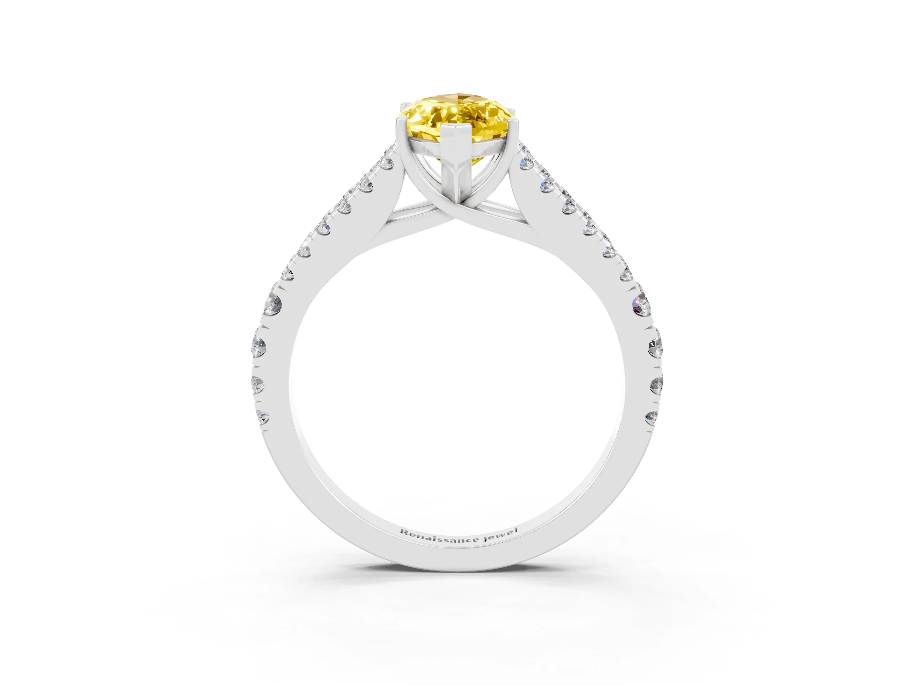 White gold Marquise Cut Cut Split Shank Pave Diamond Engagement Ring with Four-Prong Setting_3