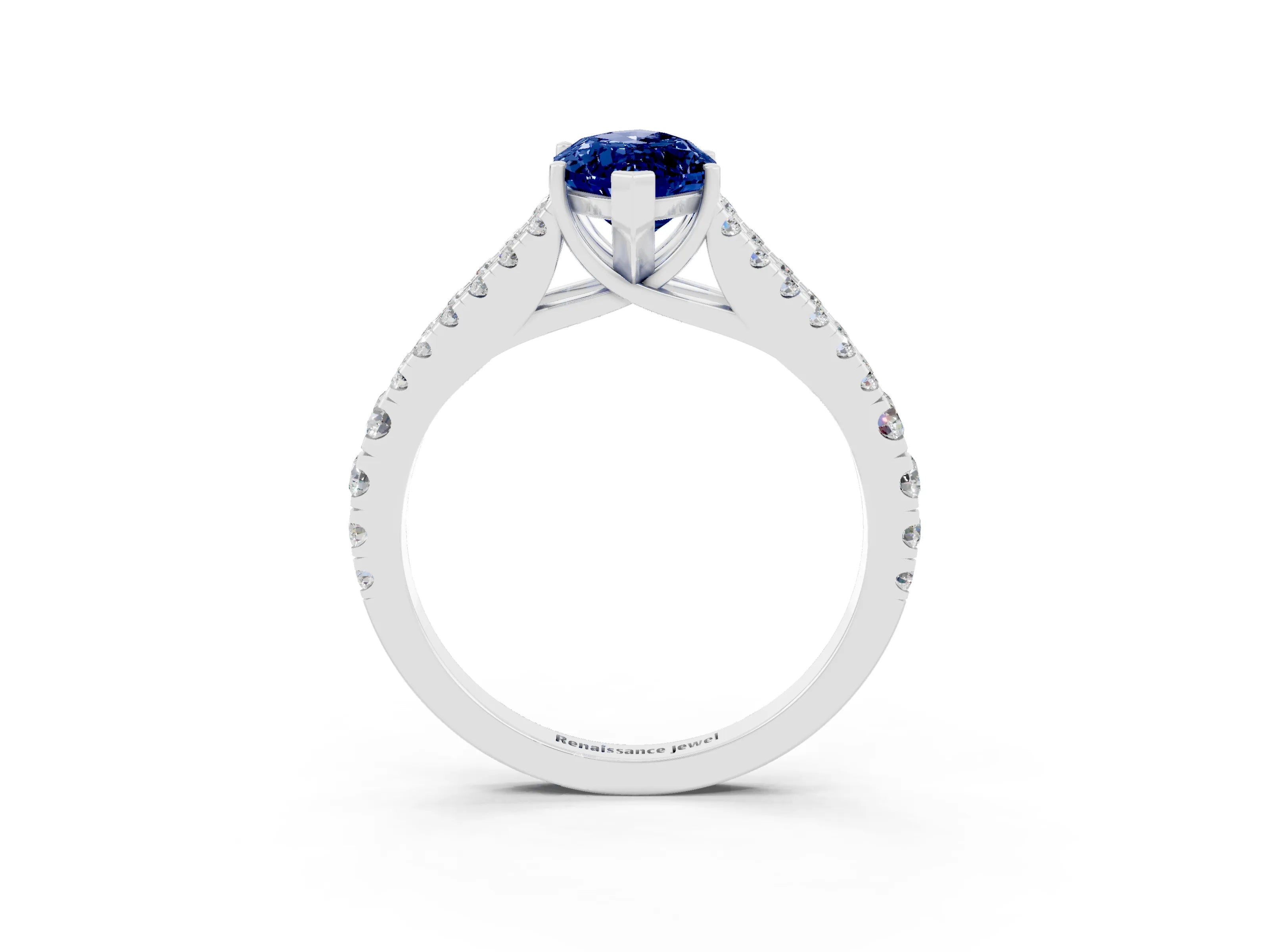 White gold Marquise Cut Cut Split Shank Pave Diamond Engagement Ring with Four-Prong Setting_3