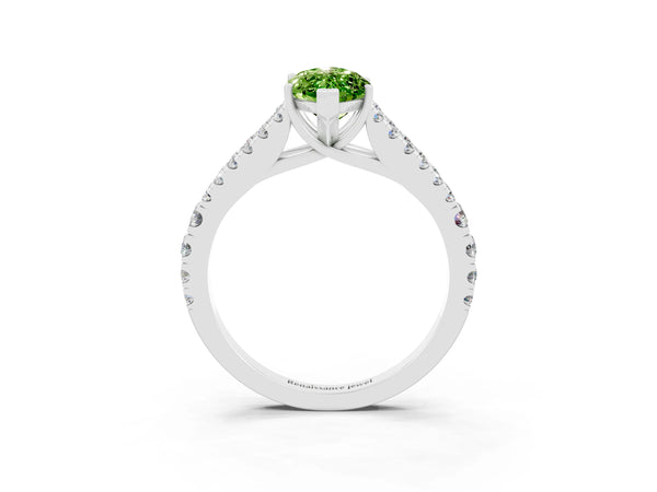 Platinum Marquise Cut Cut Split Shank Pave Diamond Engagement Ring with Four-Prong Setting
